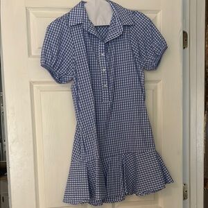 Aqua Blue and White Checkered Dress